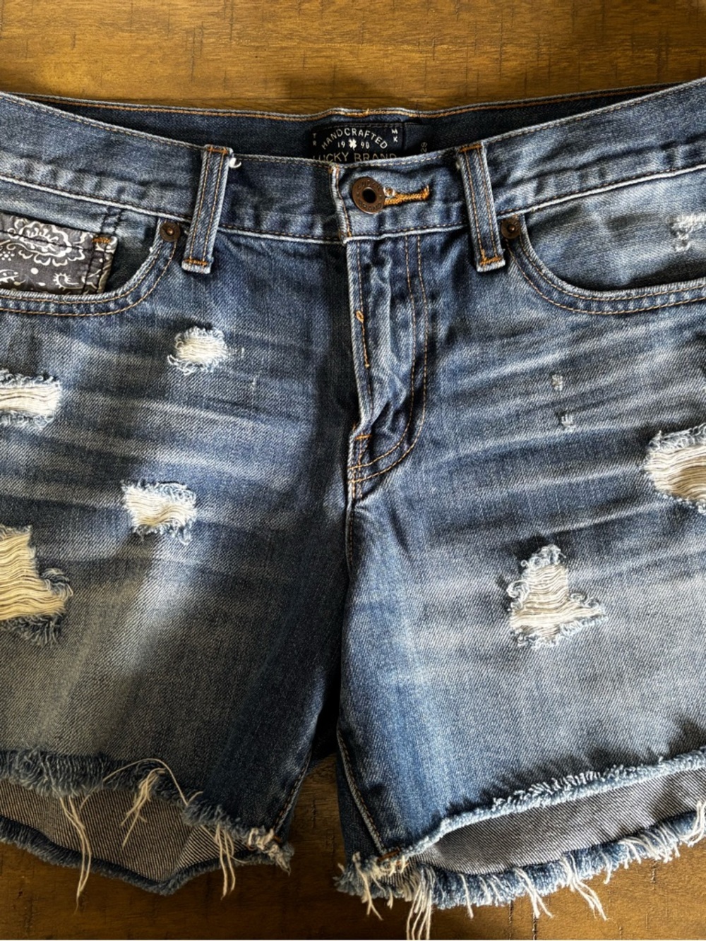 Lucky Brand Distressed Blue Denim Shorts “The Cutoff”
